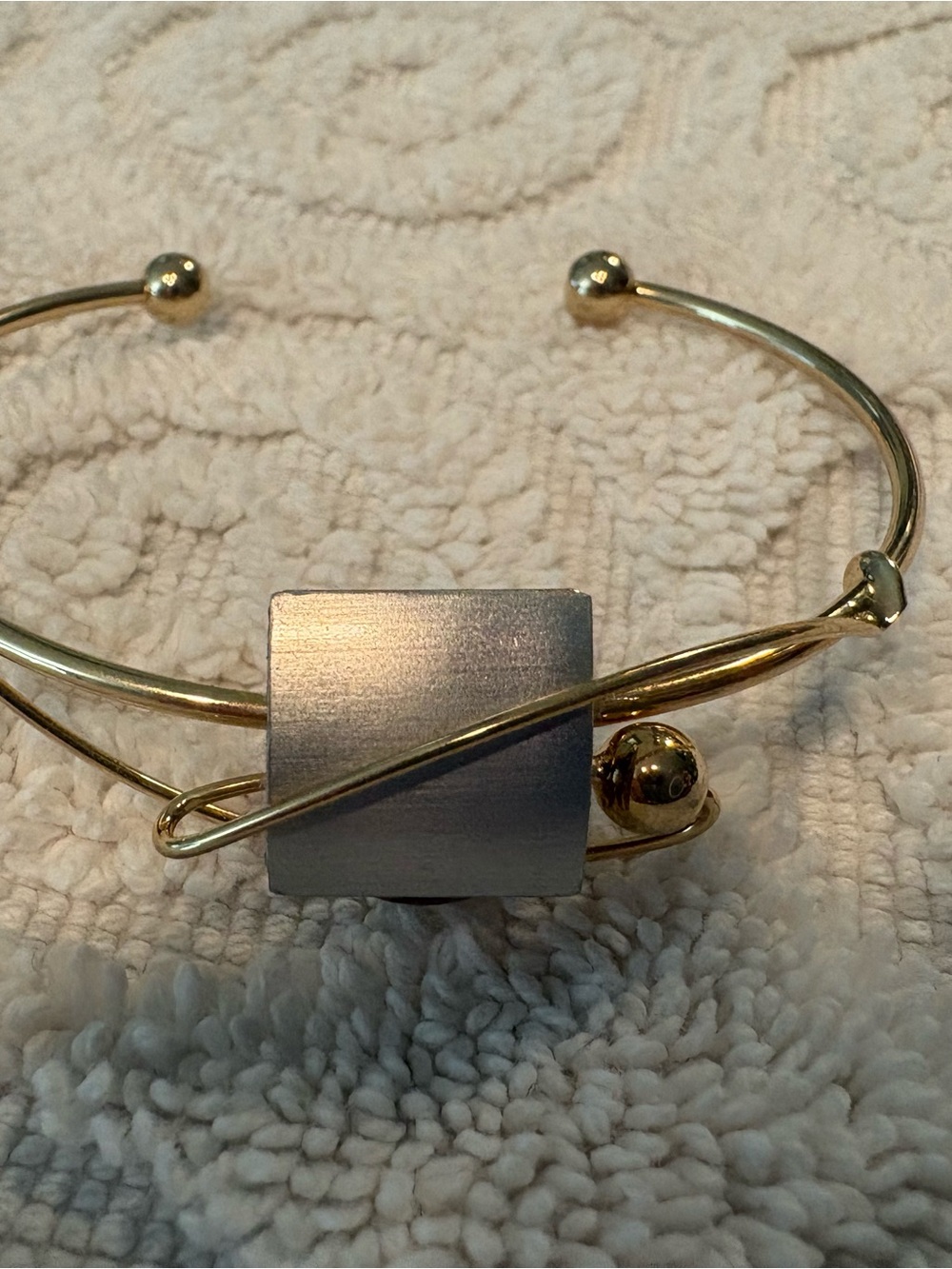 Two-Tone Gold and Silver Modern Cuff Bracelet - Picture 3 of 3
